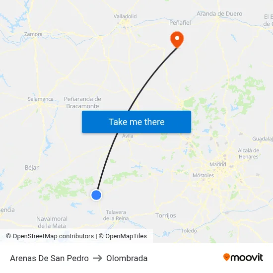 Arenas De San Pedro to Olombrada map