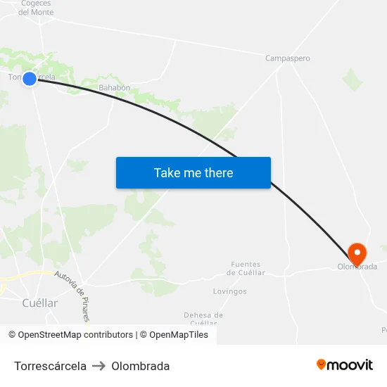 Torrescárcela to Olombrada map