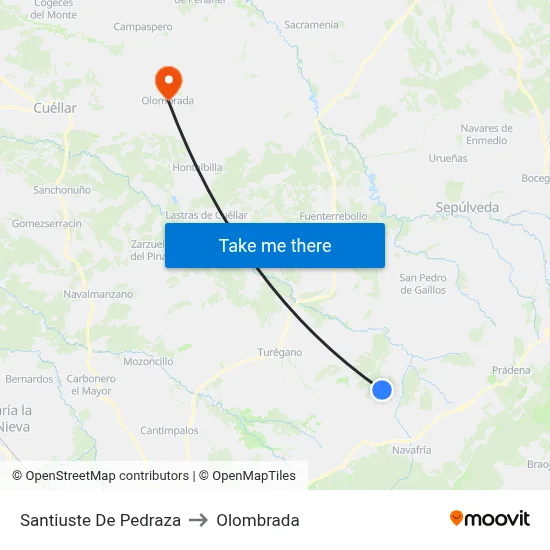 Santiuste De Pedraza to Olombrada map