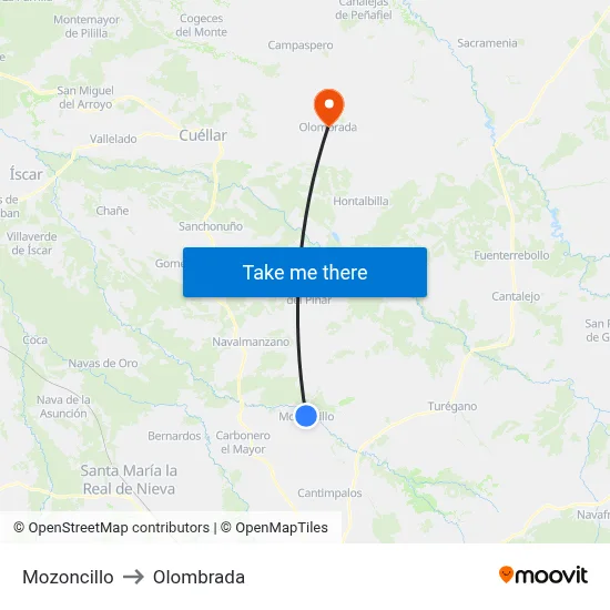 Mozoncillo to Olombrada map