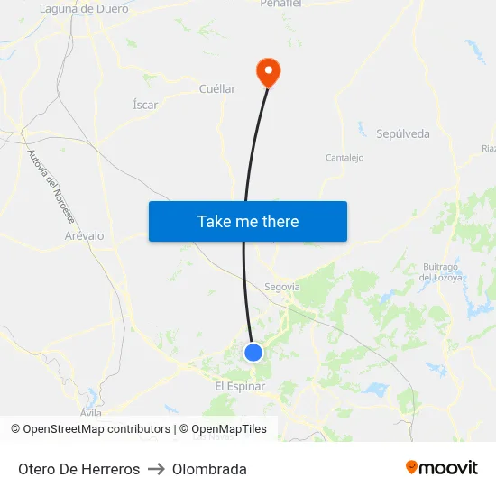 Otero De Herreros to Olombrada map
