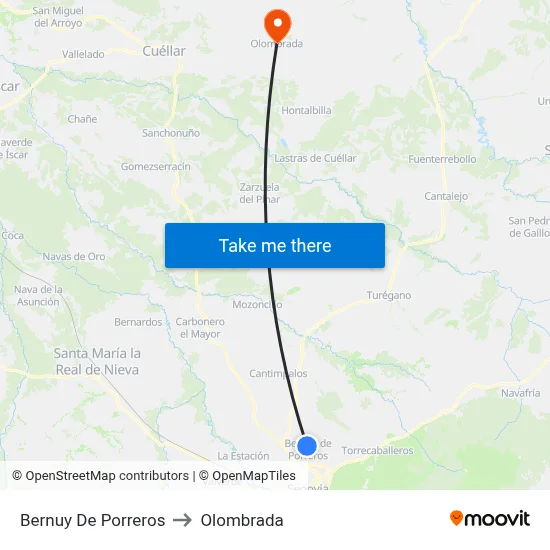 Bernuy De Porreros to Olombrada map