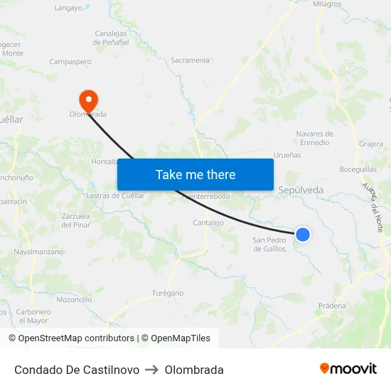 Condado De Castilnovo to Olombrada map