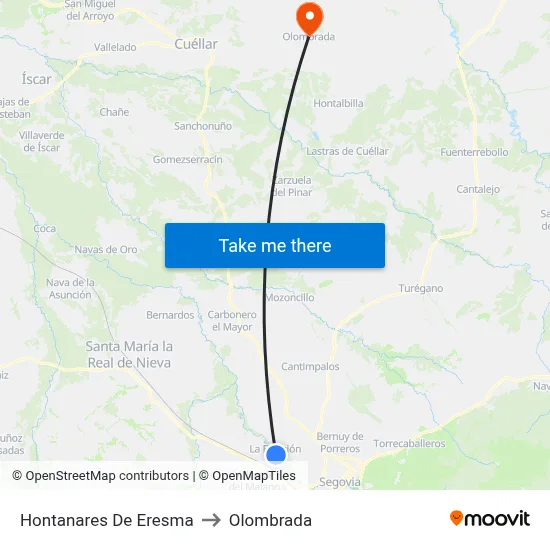 Hontanares De Eresma to Olombrada map