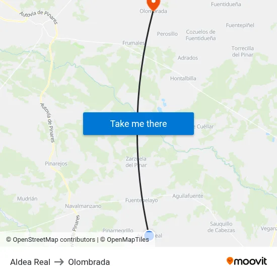 Aldea Real to Olombrada map