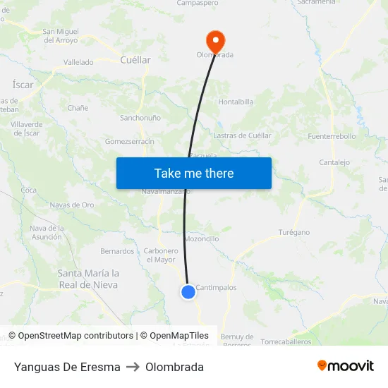 Yanguas De Eresma to Olombrada map