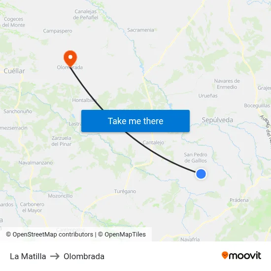 La Matilla to Olombrada map