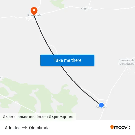 Adrados to Olombrada map