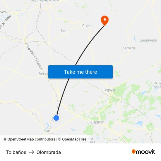Tolbaños to Olombrada map