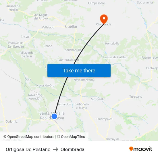 Ortigosa De Pestaño to Olombrada map