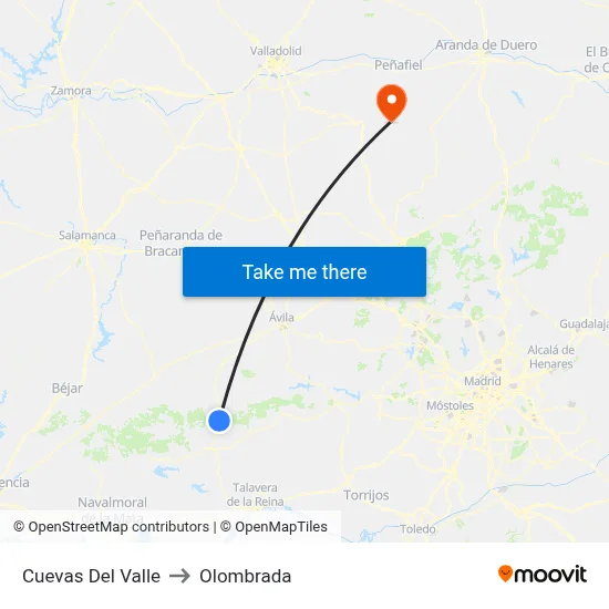 Cuevas Del Valle to Olombrada map