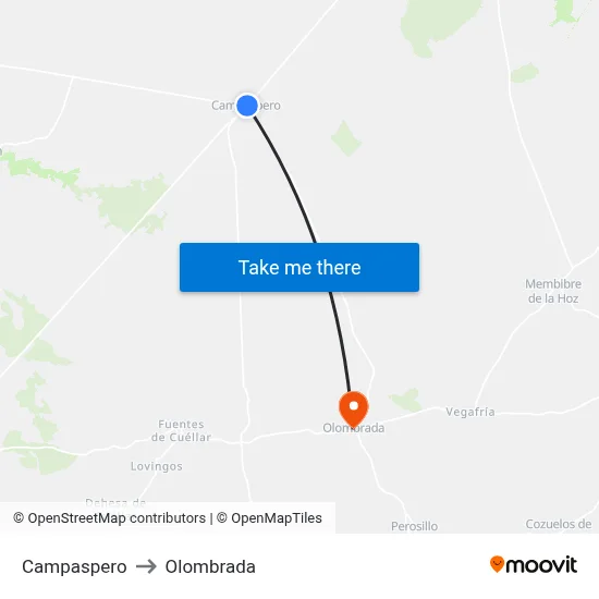 Campaspero to Olombrada map