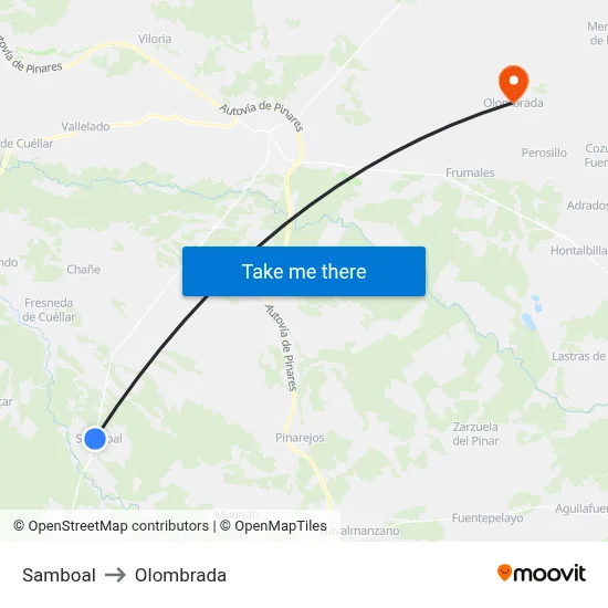 Samboal to Olombrada map