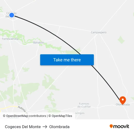 Cogeces Del Monte to Olombrada map