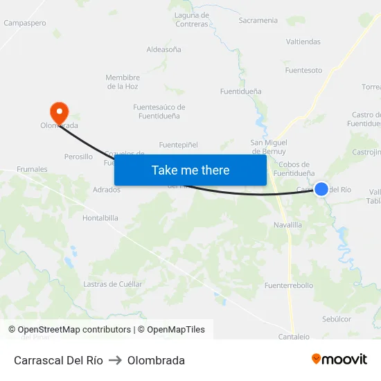 Carrascal Del Río to Olombrada map