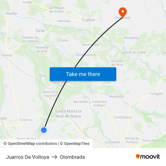Juarros De Voltoya to Olombrada map