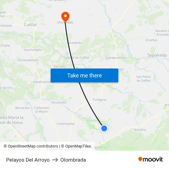 Pelayos Del Arroyo to Olombrada map
