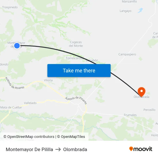 Montemayor De Pililla to Olombrada map