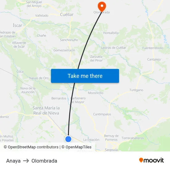 Anaya to Olombrada map