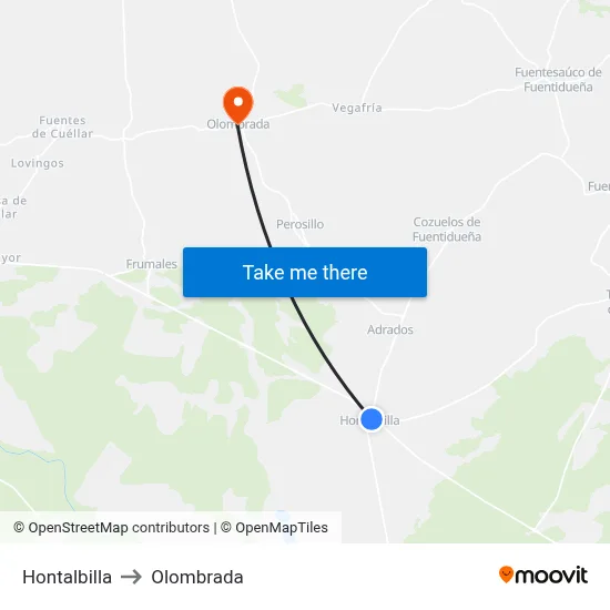 Hontalbilla to Olombrada map