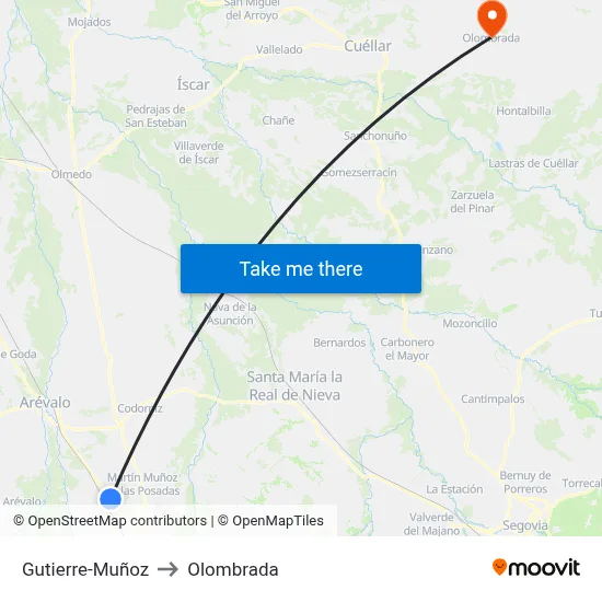 Gutierre-Muñoz to Olombrada map