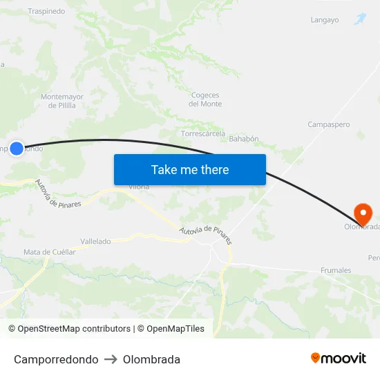 Camporredondo to Olombrada map
