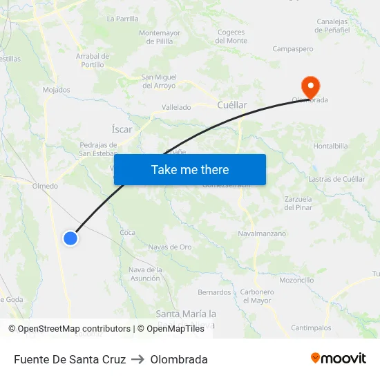 Fuente De Santa Cruz to Olombrada map