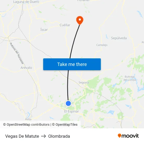 Vegas De Matute to Olombrada map