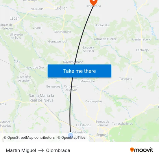 Martín Miguel to Olombrada map