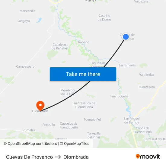 Cuevas De Provanco to Olombrada map