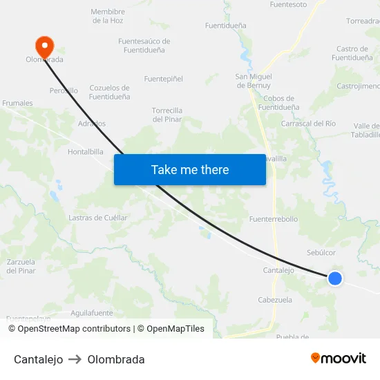 Cantalejo to Olombrada map