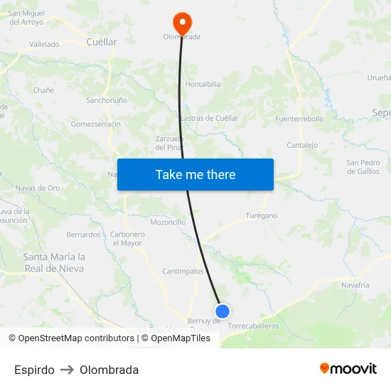 Espirdo to Olombrada map