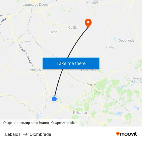 Labajos to Olombrada map