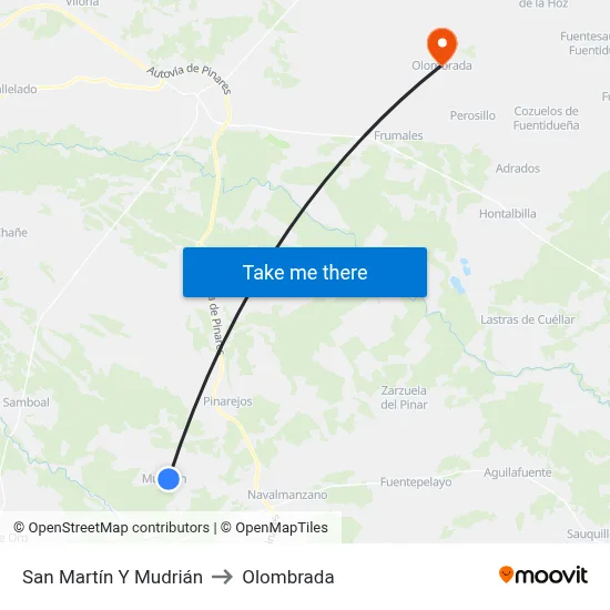 San Martín Y Mudrián to Olombrada map