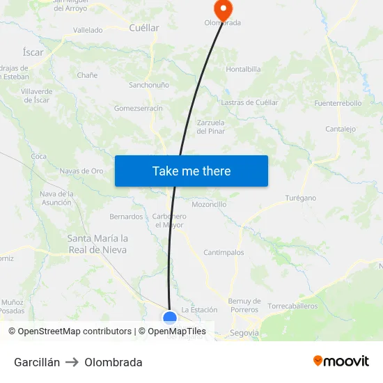 Garcillán to Olombrada map