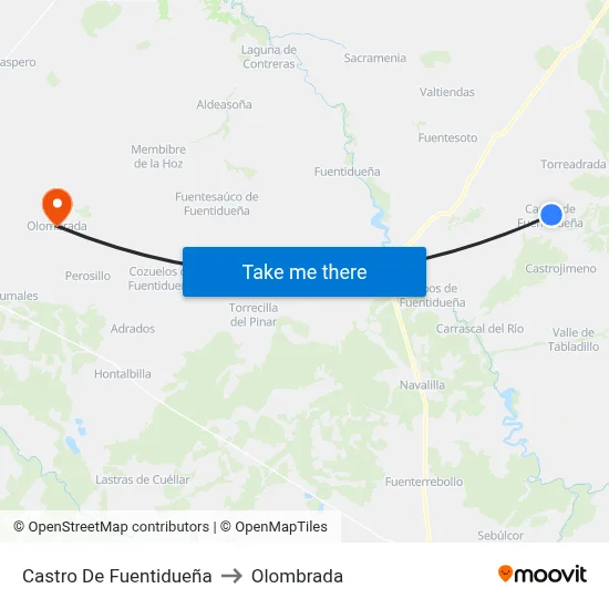 Castro De Fuentidueña to Olombrada map