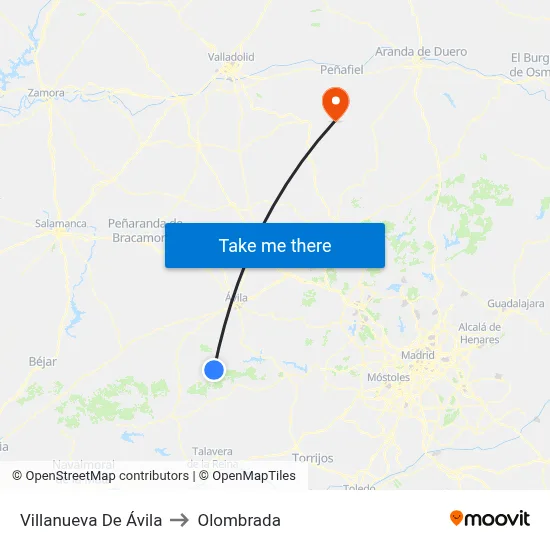 Villanueva De Ávila to Olombrada map