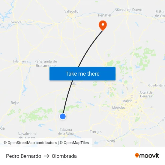 Pedro Bernardo to Olombrada map