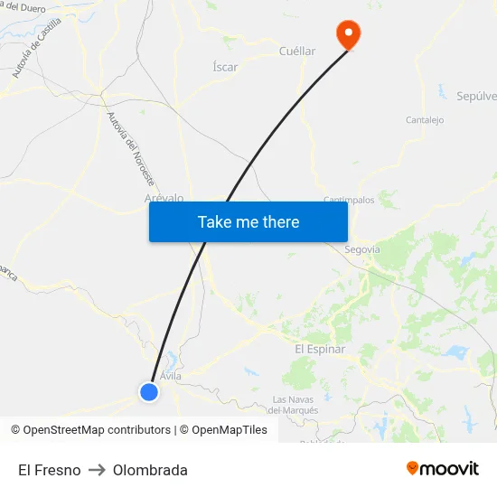El Fresno to Olombrada map