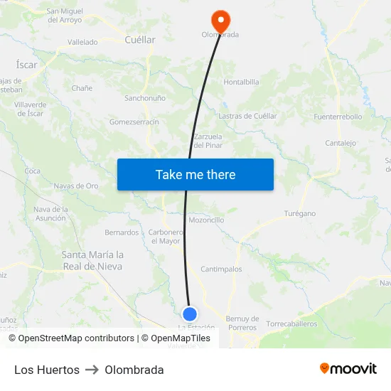 Los Huertos to Olombrada map