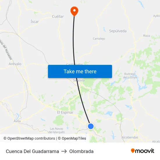Cuenca Del Guadarrama to Olombrada map