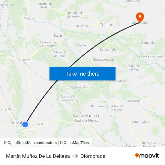 Martín Muñoz De La Dehesa to Olombrada map