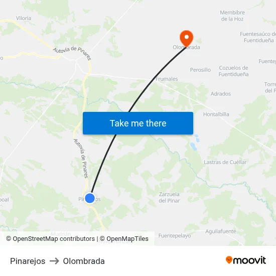 Pinarejos to Olombrada map