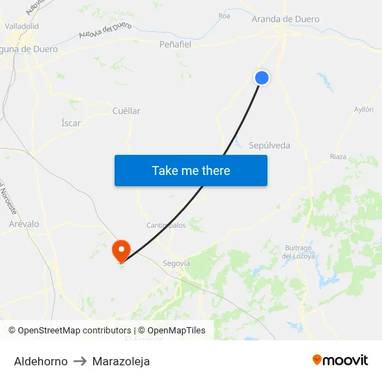Aldehorno to Marazoleja map