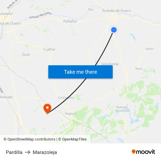 Pardilla to Marazoleja map