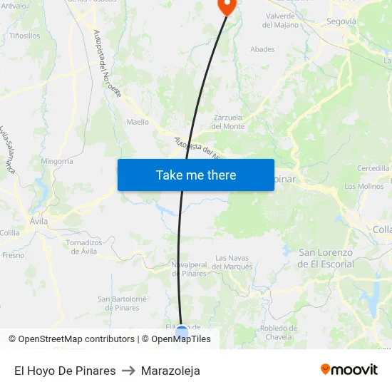 El Hoyo De Pinares to Marazoleja map