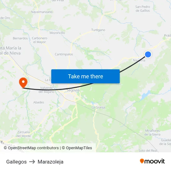 Gallegos to Marazoleja map