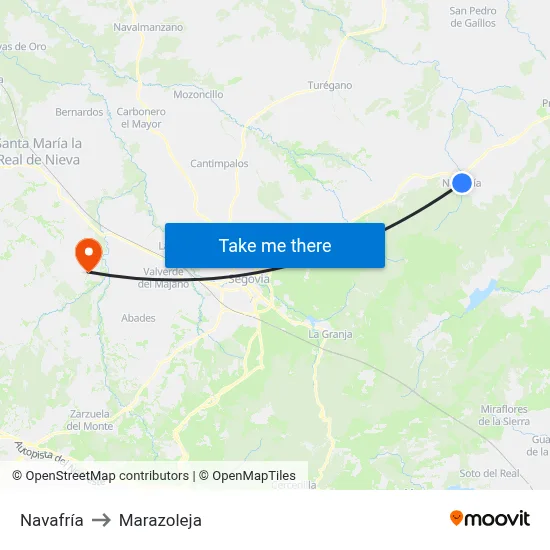Navafría to Marazoleja map