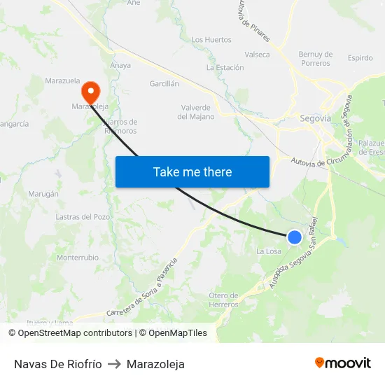 Navas De Riofrío to Marazoleja map