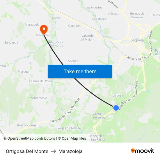 Ortigosa Del Monte to Marazoleja map